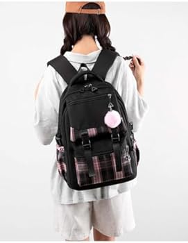 Flyself Meisjes Kpop Stray Kids Schooltassen, Womens Rugzak Waterdichte Boekentassen met Laptop Compartiment Casual Daypacks voor Primaire Junior High University, Roze 2, One Size