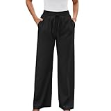 Genérico Pantalones Trabajo Mujer Pantalón Culotte Pantalones de Pierna Ancha para Mujer, Cintura Alta, elásticos, Pantalones de Trabajo de Negocios, Pantalon Running Mujer Falda Pantalon (Black, S)