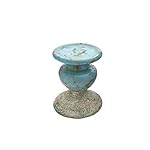 Creative Co-Op Small Distressed Blue Terracotta Pillar Candle Holder