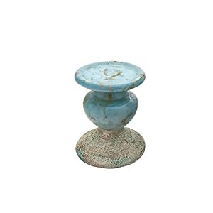 Creative Co-Op Small Distressed Blue Terracotta Pillar Candle Holder