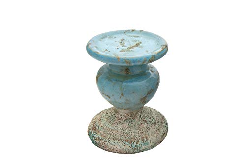 Creative Co-Op Small Distressed Blue Terracotta Pillar Candle Holder by Creative Co-Op - Used condition - US$12.79