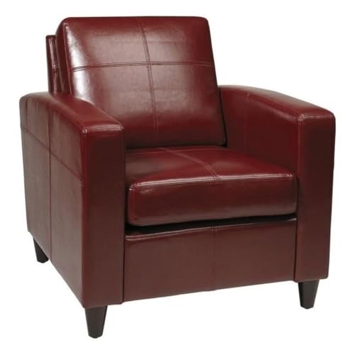 Sillón tapizado piel sintética rojo moderno miniatura 1