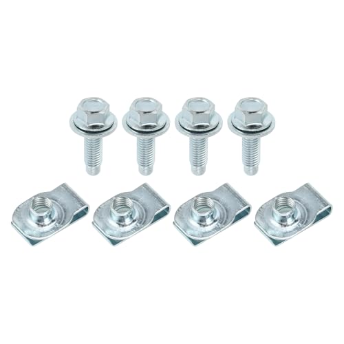 Partuto Front Bumper Outer Bracket Bolt U-nut Set No.11516845 - Car Bolts - for Ford F250 F350 F450 F550 Super Duty 2011-2016 Metal Silver Tone - 1 Set