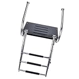 predolo 3 Steps Boat Ladder Folding Ladder Wide Steps with Platform Heavy Duty Accessory Professional Direct Replaces Non Slip