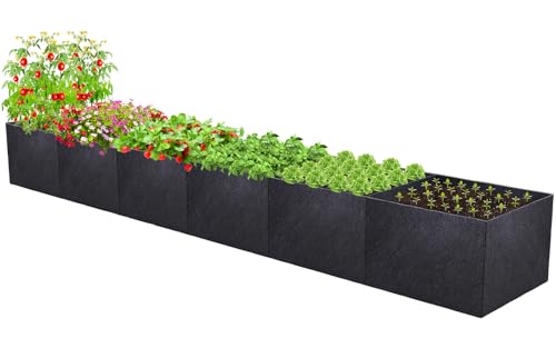 POILKMNI 12x2x1ft Fabric Raised Garden Bed - Outdoor Planter Box Non-Woven Fabric Patio Planting Bed Garden Grow Bed Bag for Growing Herbs, Flowers and Vegetables