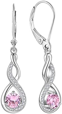 Starchenie Infinity Dangle Drop Earrings Sterling Silver Lever Earrings Birthstone Earrings Twisted Jewelry for Women