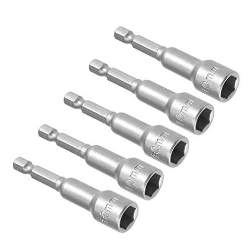 Kozelo 5Pcs Power Nut Driver Bit - [1/4 Inch X 10Mm] Quick-Change Hex Shank Magnetic Nut Setter Socket Wrench For Impact Drill Use #TOP5