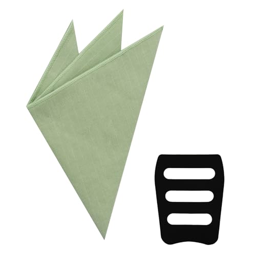 Luckyvestir Pocket Squares for Men, 9 Cotton Handkerchiefs Men Women with Pocket Square Holder for Suits Business Wedding (Sage Green)