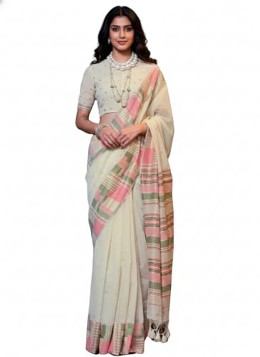 Laavaan fashion Women's Kanjivaram Soft Cotton Silk Saree With Blouse Piece