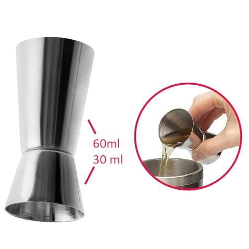 Dosador Duplo Inox 30ml / 60ml Copo Medidor Bebidas Drinks