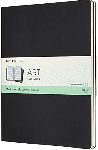 Moleskine 19 x 25 cm XL Art Music Notebook and Cahier Set of 3 Music Notebooks with Pentagram, Suitable for Pens, Fountain Pens, Pencils, Pastels, Colour Black, 80 Pages