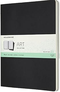 Moleskine 19 x 25 cm XL Art Music Notebook and Cahier Set of 3 Music Notebooks with Pentagram, Suitable for Pens, Fountain Pens, Pencils, Pastels, Colour Black, 80 Pages