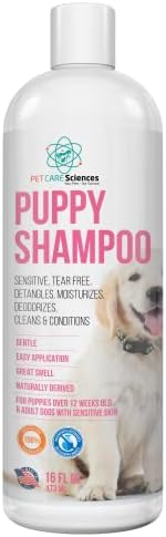 PET CARE Sciences 16 fl oz Tearless Puppy Shampoo and Conditioner - Anti Itch Dog Shampoo Sensitive Skin - Coconut Oil Oatmeal Pet Shampoo for Puppies