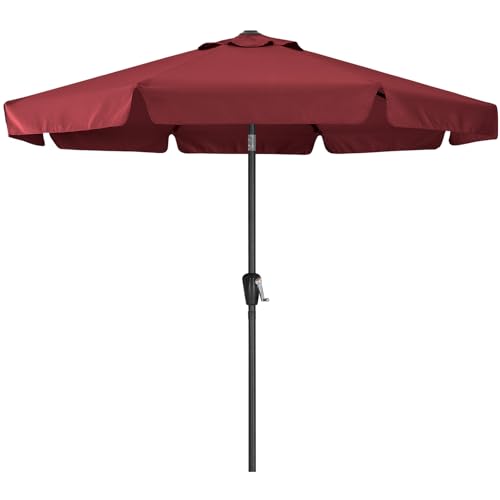Image of ABCCANOPY 7.5ft Scalloped Patio Umbrella, Outdoor Table Umbrella with Tilt and Crank, Fiberglass Ribs Deck Umbrella for Patio, Pool, Garden, Picnic (Wine Red)