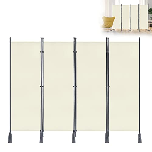 YRHome Skärm, rumsavdelare, 4 delar, 225 x 180 cm, flexibel skiljevägg, insynsskydd, skärmvägg, rumsavdelare, insynsskyddsvägg med buntband och spikar för sovrum, vardagsrum, kontor (beige)