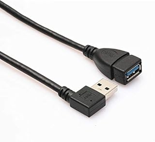 FENGYI KEJI 1pc Universal 3.0 Female Jack to 90 Degree Right Angle Male Adapter Pro USB 3.0 Type A Female to Male Adapter Cable 20cm