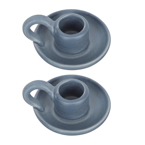 Image of 2pcs Blue Ceramic Candlestick Holders Creative Nordic Style Decor