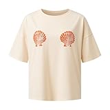 Amiblvowa Y2k Womens Oversized Tees Fruit Sea Life Free Graphic Print Vintage Aesthetic Baggy T Shirts People Tops Teens Summer Clothes FP Dupes Shells White
