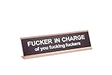 Fucker in Charge of You Fucking Fucks Funny Desk Plate Sign 2