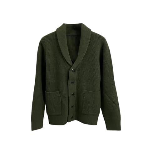 Apricot Slim Fit Lapel Knit Cardigan Men Warm Solid Color Sweater Temperament Versatile Cold Weather Daily Outfit