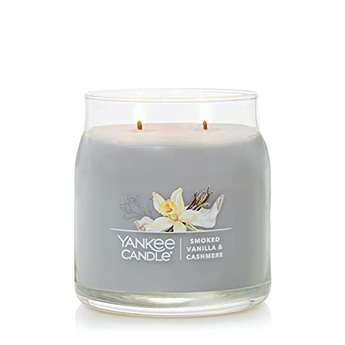 Yankee Candle Smoked Vanilla & Cashmere Scented, Signature 13Oz Medium Jar 2-Wick Candle, Over 35 Hours Of Burn Time #TOP1