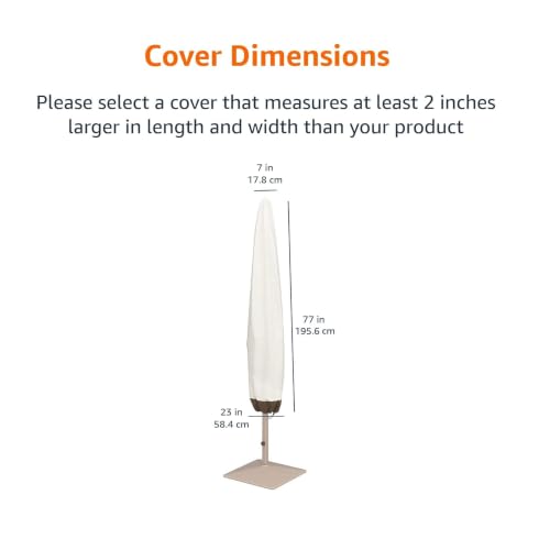Amazon Basics Outdoor Patio Umbrella Cover, Waterproof Fabric Protects Against Rain and UV, All-Season Protection, Beige/White, 7" x 23" x 76" view 2