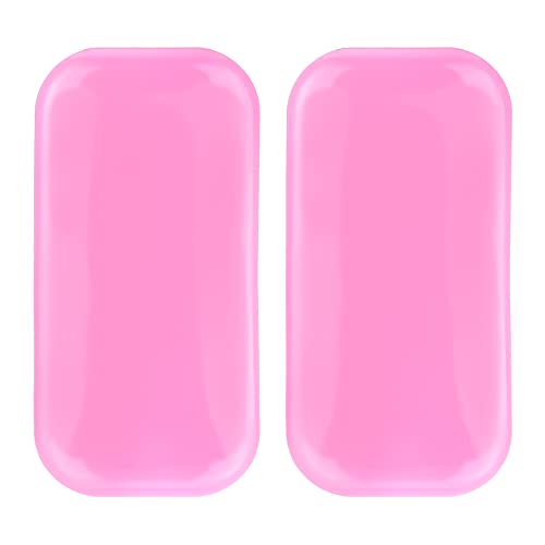 2PCS Silicone Eyelash Holder Pad for Eyelash Extensions, 4.3'' x 2.2'' Lash Stands Forehead Glue Pallet (Pink)