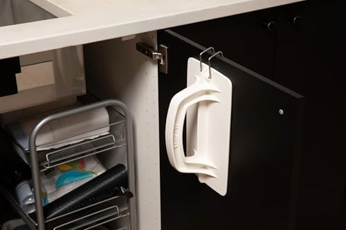 TAMP-IT HandyPress Hand Trash Compactor Tool- Heavy Duty Hand Tamper Tool for Kitchen, Home, Commercial Bins, Garbage, & Waste Recycling, Space-Saving Trash Smasher with Hanging Hook, White, 10 x 6 in