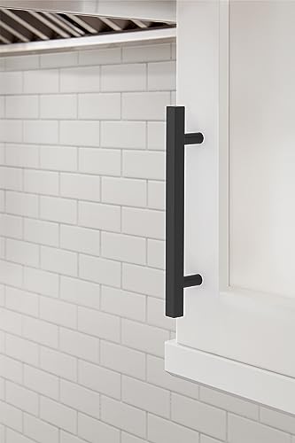 Image of Amerock 10BX37177MB | Matte Black Cabinet Pull | 5-1 /16 inch (128mm) Center-to-Center | 30 Pack | Bar Pulls Square | Furniture Hardware