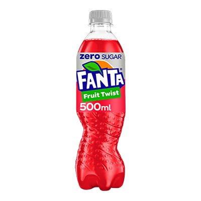 Fanta Zero Sugar Refreshing Soft Drink, 500ml (12 Bottles x 500ml, Zero Fruit Twist)