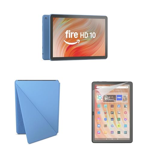 Amazon Fire HD 10 Convenience Bundle with Case and Screen Protector (32GB, Ocean)