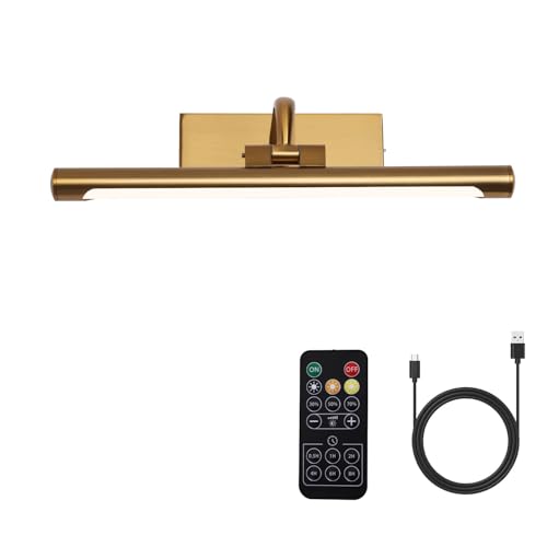 Luminária de LED de 30,5 cm, moderna, sem fio, para galeria com bateria recarregável, luz de parede