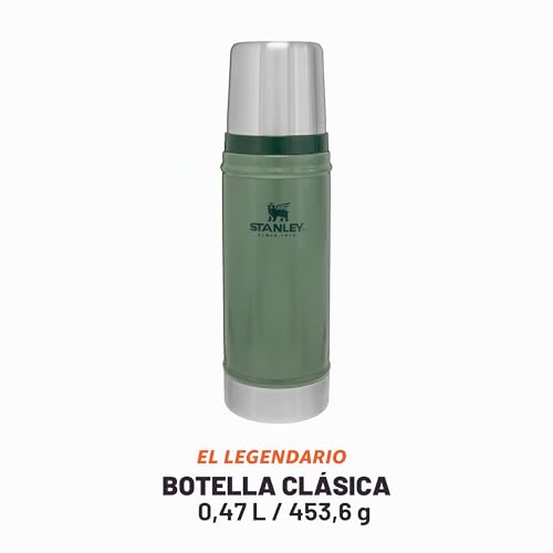 Miniatura 2 de Stanley Classic Legendary Botella Termica 0.47l - Mantiene Frío O Calor 15 Horas - Termo Cafe - Cantimplora Acero Inoxidable - Sin Bpa - Apto Para Lavavajillas - Hammertone Green