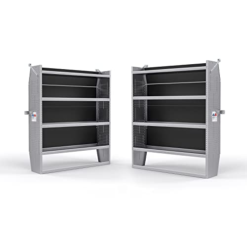 Aa Products Sh-6005(2) Steel Mid/ High Roof Van Shelving Storage System Fits Transit, Nv, Promaster And Sprinter, Set Of 2 Van Shelving Units, 52''W X 60''H X 13''D #TOP23