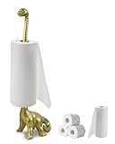 Gardmate 15" Dinosaur Paper Towel Holder for Bathroom & Kitchen - Luxury Cast Iron Free Standing Paper Roll Holder, Decorative Toilet Paper Stand with Weighted Base (Gold)