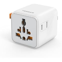 محول سفر عالمي من TESSAN، محول قابس دولي من GaN بقوة 140 وات مع 3 منافذ شحن USB C و1 منفذ شحن USB A، منفذ طاقة عالمي من الولايات المتحدة إلى أوروبا المملكة المتحدة أستراليا أيرلندا النوع C/G/A/I، أسود