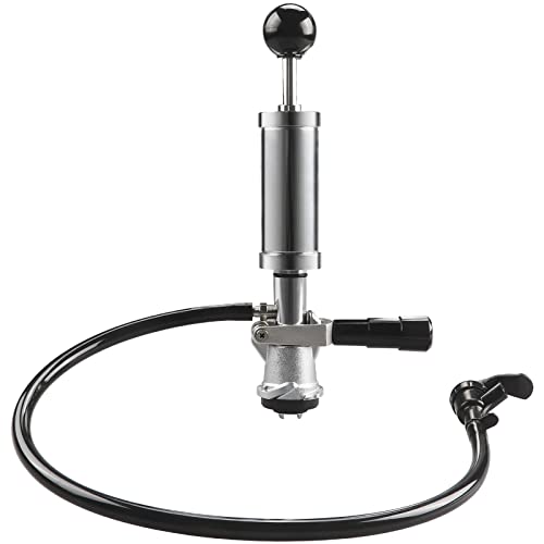 PERA Keg Beer tap Pump 4 inch Draft Beer Picnic Party Pump Chrome-Plated D System Keg Beer Pump with Black Picnic Tap and Beer hose for Homebrew