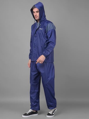 Image of Dollar Rainguard Men's Reversible Full Sleeve Solid Raincoat Set With Adjustable Hood and Pocket