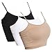 TheMogan Women's Spaghetti Strap Tank Top Crop Cami Bra - Nude&Black&White