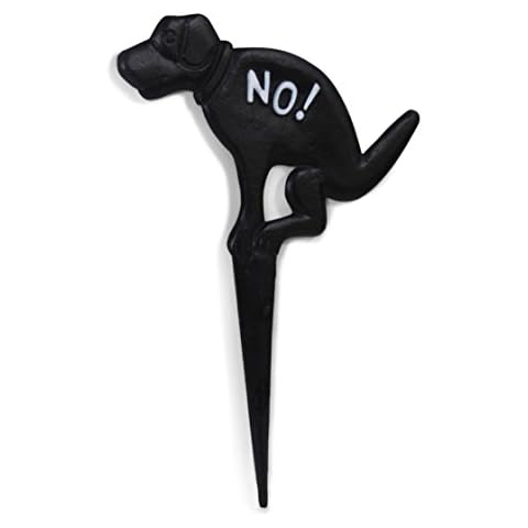 No Dog Pooping Solid Cast Iron Yard Sign Large 9.5" x 13" Painted on Both Sides (Black with White Paint) Cover