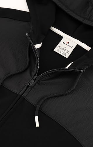 Champion Women's Legacy C-tech W (117474) -Tcv Stretch Poly-Cotton Interlock Full-Zip Hooded Sweatshirt, Black (KK001), L - Image 4