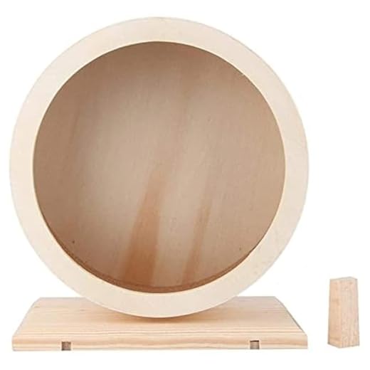 Hamster Wooden Running Wheel,Hamster Silent Exercise Wheels, Small Animal Play Toy for Rat Gerbil Mice Chinchillas Hedgehogs Guinea Pigs (M)