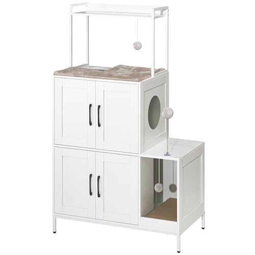 HOOBRO litter box enclosure cabinet with side entry and multi level design