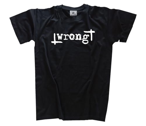 Wrong T-Shirt Klassisch Rundhals Kurzarm Schwarz L