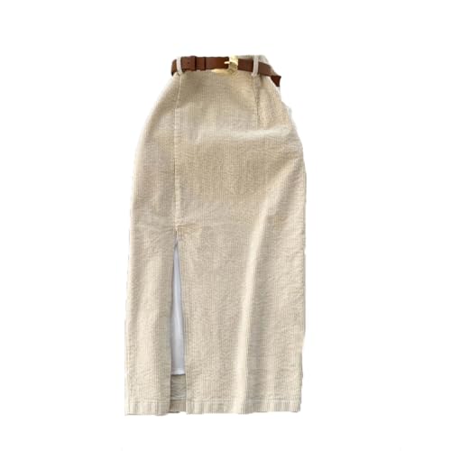 Women High Waist Slim Package Hip A-Line Skirt Solid Color Split Mid-Calf Office Length Skirts