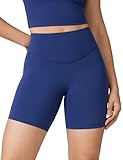UNISSU Hugcurve No Front Seam High Waisted Workout Biker Shorts for Women 6 Inches Tummy Control Buttery Soft Yoga Pants Gym Nightfall Blue Medium