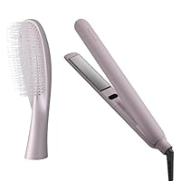 SALONIA サロニア スムースシャイン ストレートアイロン ヘアブラシ ピンク 2点セット ヘアアイロン ヘアダイコーム スカルプケア ツヤ髪 【Amazon.co.jp限定】