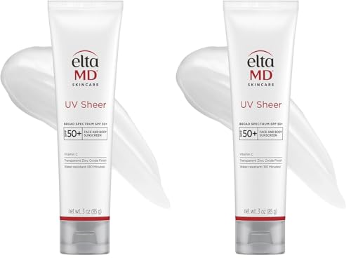 EltaMD UV Sheer Face and Body Sunscreen SPF 50+, No White Cast Sunscreen with Transparent Zinc Oxide and Hyaluronic Acid, Moisturizes and Protects