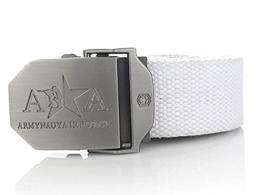 JINGMEIQQ Ceintures Homme - Toile Ceinture Mode Personnalité Boucle Ceintures pour Femmes Forces Armée Militaire Tactique Ceintures Blanches Jeans Ceinture Homme Sangle Ceinture, Ceinture, 150Cm Cover