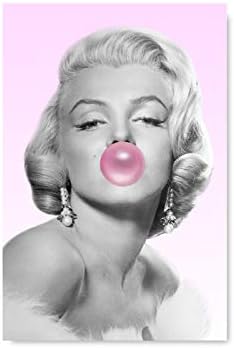 Christmas Sweater for women Marilyn Monroe Print Wall Art Poster Pink Bubble Gum Canvas Print Monroe Wall Art Design Elegant Dress New Canvas 8" x 12"